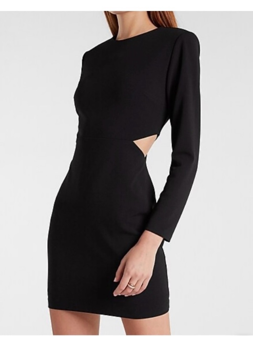 Express Black Long-Sleeve Cutout Bodycon Dress